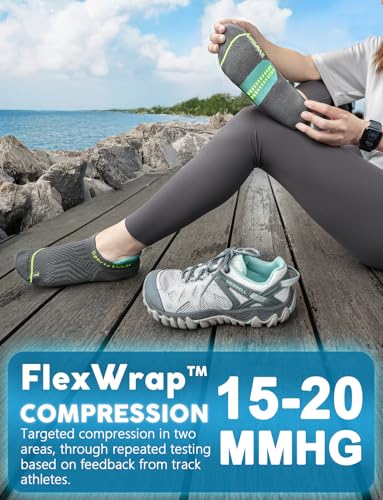 Juclise Women's No Show Compression Running Socks, 3 Pairs - color: Midgrey Aqua+washed Denim+storm Teal, size: Medium