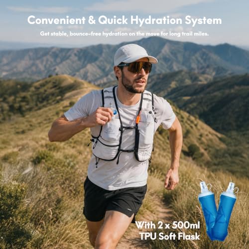 Haimont 8L Trail Running Hydration Vest with Soft Flasks - color: White, size: Small