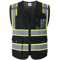 Black Safety Vest for Men with Pockets (KZ176-Black-L) - color: Blackmesh-kz176, size: Large