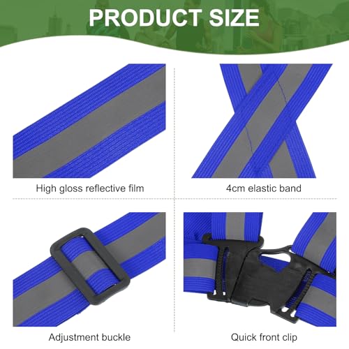PATIKIL Reflective Safety Vest, Hi-Vis Safety Vests, Adjustable High Visibility Reflective Strips for Outdoor Jogging - color: Dark Blue