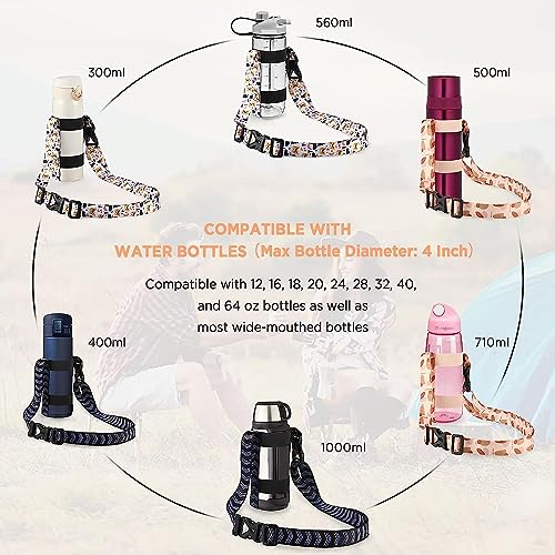 EasyAcc Water Bottle Holder Strap Sling, for Owala FreeSip 24 32 40 oz, Hydro Flask, Cirkul, Yeti, Stanley Flip, Universal Water Bottles, with Carabiner, for Walking Curise Travel (Bottle Excluded) - color: Dark Blue