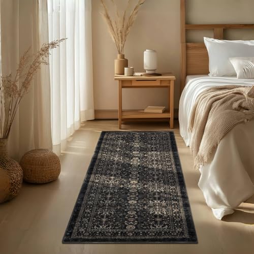Ruaruarug Hallway Washable Runner Rug 2×6, Ultra Soft, Black Grey - color: Dark Gray, size: 2' x 6' (Rectangular)