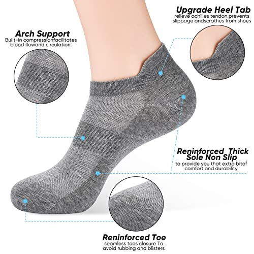 ATBITER Ankle Socks Women&Men 6-12Pairs Thin Low Cut No Show Socks With Tab - color: 12 Pairs 6black+6grey, size: 12-14