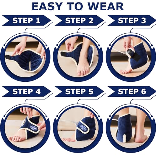 CAMECO Electric Ankle Heating Pad for Achilles Tendinitis Pain Relief, 30s Quick Heating & 86℉-158℉ Heated Ankle Brace for Women Men Home Office, Ankle Heat Wrap for Arthritis Swelling