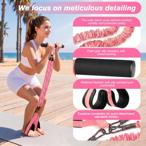 Resistance Bands with Handles,Pedal Resistance Band with Handle - color: 90lbs-Pink