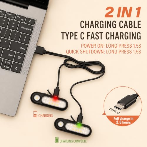 Clip On Flashlight, Rechargeable Running Light for Runners and Dog Walking - color: 2 PCS