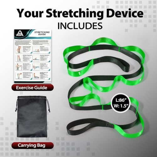 Acozycoo Stretching Strap with Loops for Physical Therapy,Knee,Leg Lifter - color: Green, size: Length: 86 Inch, Width: 1.5 Inch