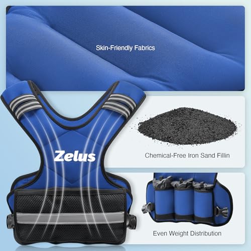 ZELUS Weighted Vest for Men Women,Adjustable 4-32lb Vest, Removable Weights - color: Blue, size: 11-20 lb.
