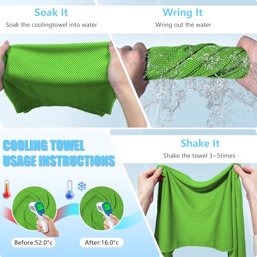 4 Pack Cooling Towels, Soft Breathable Cooling Towels for Neck and Face - color: Royal Blue/Green/Pink/Black