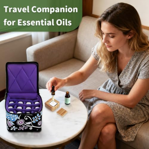 Weljoy 13 Bottle Essential Oil Carrying Case, Night Paisley - color: Night Paisley