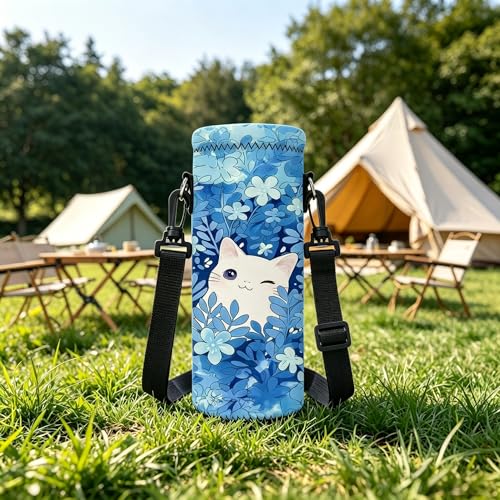 Neoprene Water Bottle Carrier Bag with Adjustable Strap, Insulated Bottle Holder for 24oz Bottles, Lightweight & Washable Bottle Sling for Walking, Hiking, Gym - color: XM-SHT-005