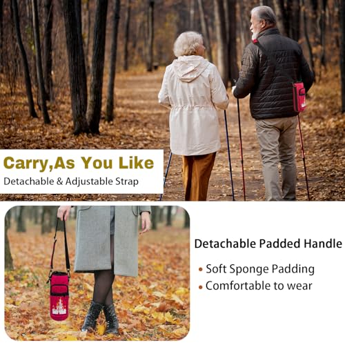 Water Bottle Carrier Bag 25oz/32oz Water Bottle Pouch Holder Adjustable Shoulder Strap Neoprene Water Bottle Sling Bag with Phone Pocket Insulated Tumbler Accessories for Walking - color: Deep Red