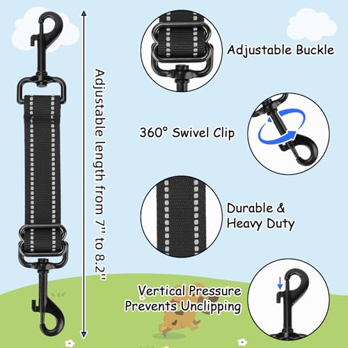 YUEPET 2 Pack Dog Collar Safety Clips, Adjustable Prong Collar Backup Clips - color: Bright Black*2（Trapezoid Black)
