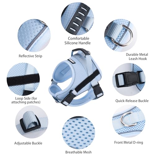 AIITLE No-Pull Dog Harness Reflective Mesh Vest Adjustable, Blue XS - color: Blue, size: XS