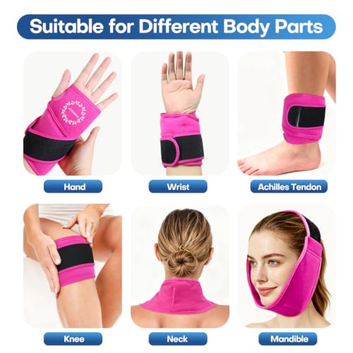 Wrist Ice Pack Wrap for Carpal Tunnel Relief, Gel Ice Pack for Injuries - color: Hot Pink