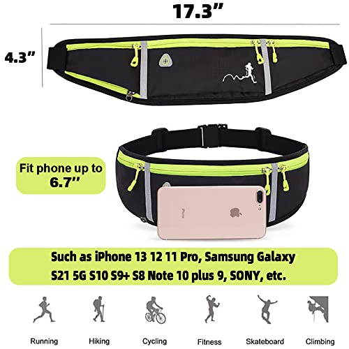 Peicees Fanny Pack for Men Women Bottle Holder Bag Waterproof Running Pouch Belt Waist Pack for Gym Travel, Adjustable Reflective Phone Holder for iPhone 13 12 11 Pro Max Samsung Galaxy S20 S10