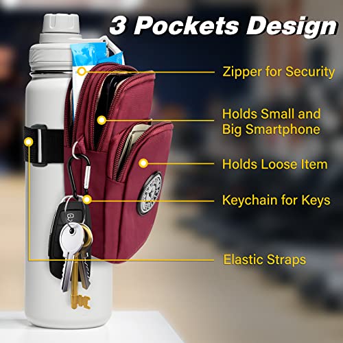 Gym Water Caddy with Phone Holder, Water Bottle Sleeve Bag with Pocket for Cards, Keys, Wallet, Gym Bottle Accessories for Men Women - color: Purple