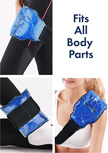 Medical Grade Pain Relief Flexible Ice Pack for Injuries | Dual Sided Soft Plush Hot Pack + Flexible Gel Beads Reusable Ice Pack | Great for Knee, Sciatica, Back, + Neck Pain | Bonus Extension Straps - style: Large Pack with Extension Straps