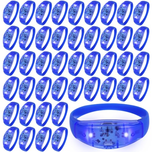 150 Pcs LED Glow Bracelets Sound Activated Light Up Bracelets for Adults Glow in the Dark Party Supplies Birthday Party Favors for Christmas, Halloween, Rave, New Year, Concert - color: Blue