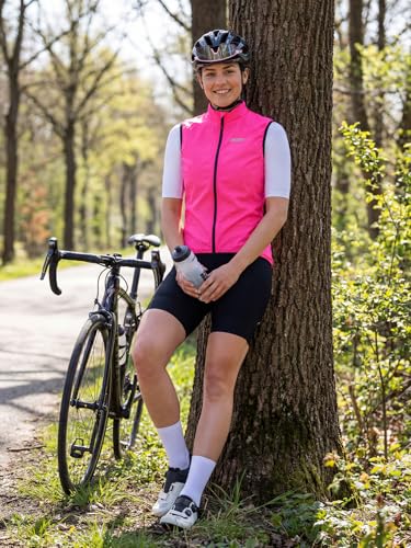 qualidyne Women's Windproof Cycling Vest, Full-Zip Bike Jacket with Pocket - color: Red, size: X-Large