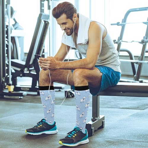 Snowflake Red Christmas Compression Sock for Women Men Funny Support Knee High Socks Running,Nurses,Travel - color: Poodle Dog