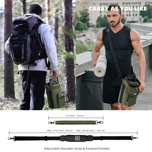 NATURE PIONEOR 26-128 oz Insulated Water Bottle Carrier Holder with Strap - color: Green, size: One Gallon
