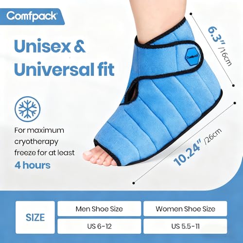 Comfpack Ankle Foot Ice Pack Wrap,2 Hours Cold for Plantar Fasciitis Relief - style: Foot Ice Pack Wrap