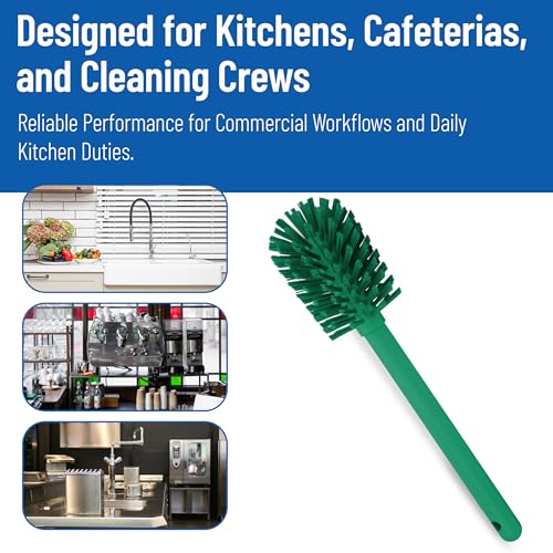 SPARTA 12 Inch Bottle Brush with Polyester Bristles and Plastic Handle, Color Coded, Large Round Head Cleaner for Bottles Jars and Food Service Equipment, Green - color: Gray