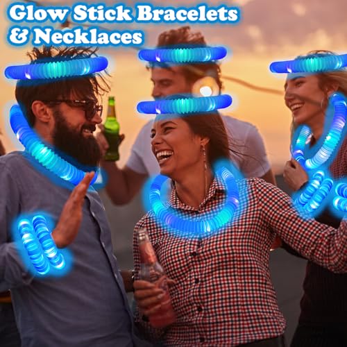 12-24 PCS Blue Glow Sticks Halloween Party Favors Toys for Kids Adults - style: Blue