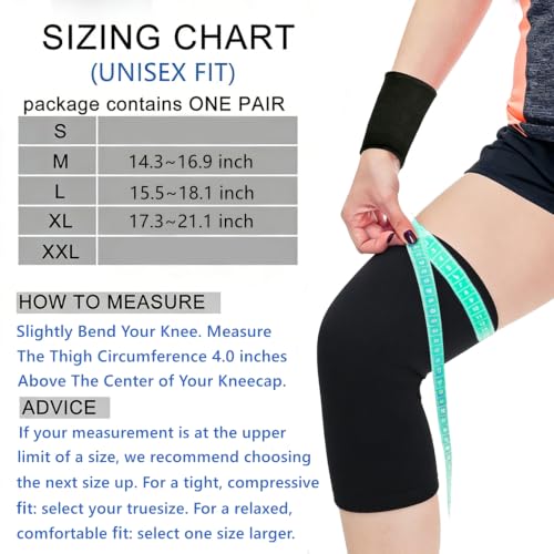 2 Pack Knee Brace, Sport Knee Pad, Knee Support Compression Sleeve, Running Knee Protector for Knee Pain Knee Band Men Women Stabilizer Wraps (Black, Medium) - size: Medium