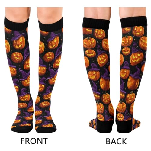 Wusikd Cats Compression Socks for Women and Men Circulation Cute Long Socks for Athletic Running 1 - color: Pumpkins