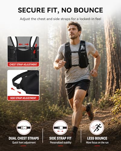 UTOBEST Minimalist Running Hydration Vest with 500ml Soft Flask,Lite M3 - size: ML(33.1"-44.9")