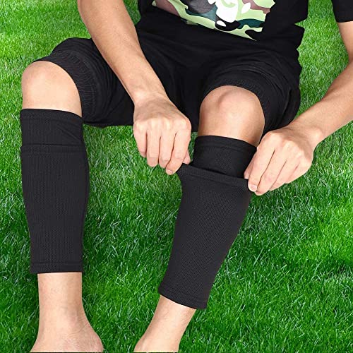 Soccer Shin Guard Sock,Leg Performance Support Football Compression Calf Sleeves with Pocket Can Holding Shin Pads,Comfort Breathable Youth Soccer Shin Guard Holders for Beginner or Elite Athlete - style: Large (1 Pair)