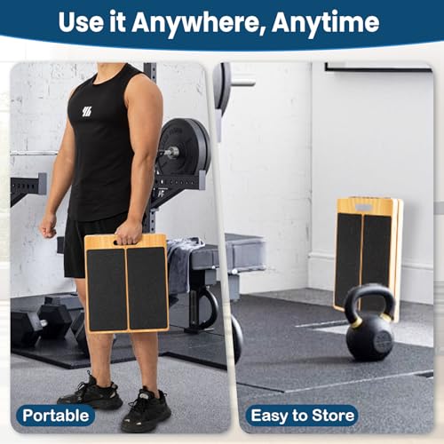 StrongTek Stretch & Stability Set – Wooden Slant Board + XL Foam Wedge Blocks, for Calf Stretch, Ankle Mobility, Squats, Physical Therapy & Yoga