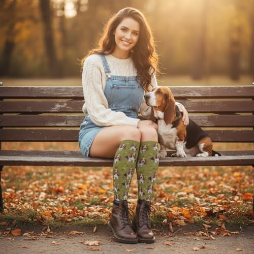 Cute Dog Compression Socks Women Men, Dog Lover Gift - color: Basset Hound