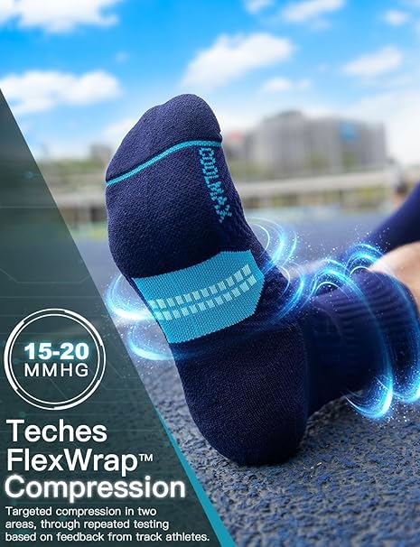 Juclise Men's Compression Running Crew Socks, 3 Pairs - color: Cobalt Blue, size: Small