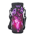 AUPET Water Bottle Sling Bag Carrier Crossbody Sleeve,Insulated Neoprene Bottle Case Holder Pouch Cover 500ML/17oz with Shoulder Strap for Walking Women Men - color: Butterflies
