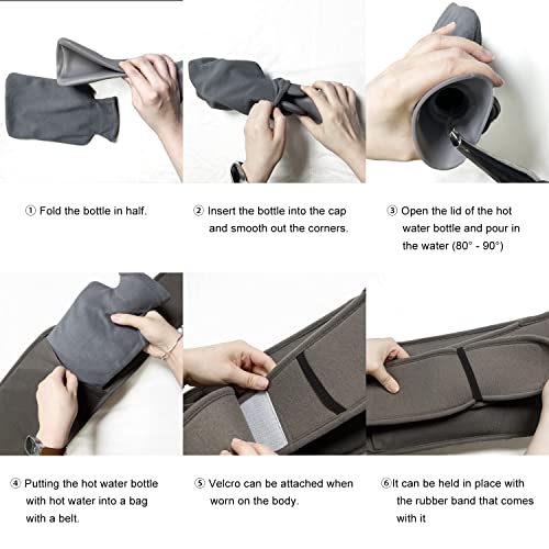 Hot Water Bottle Wearable, Wrap Around Hot Water Bottle Bottle Warmer with Longer Belt for Period Pain Relief Neck, Shoulder, Back, Legs,Waist Warm