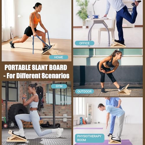 Slant Board Calf Stretch with Stretch Strap, 460 lb Portable Incline Board