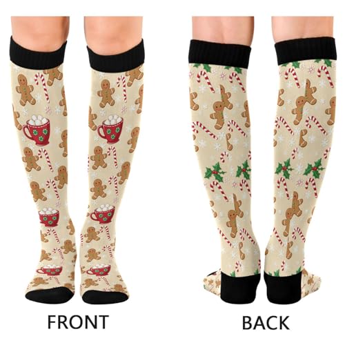 Wusikd Cats Compression Socks for Women and Men Circulation Cute Long Socks for Athletic Running 1 - color: Gingerbread Man