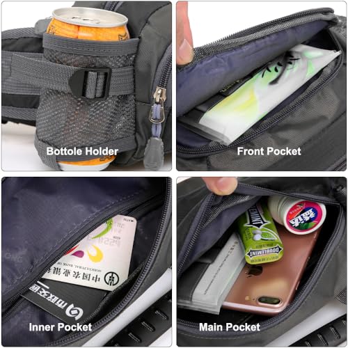 Entchin Water-Resistant Fanny Pack, 4-Zipper Belt Bag - color: E131 Black