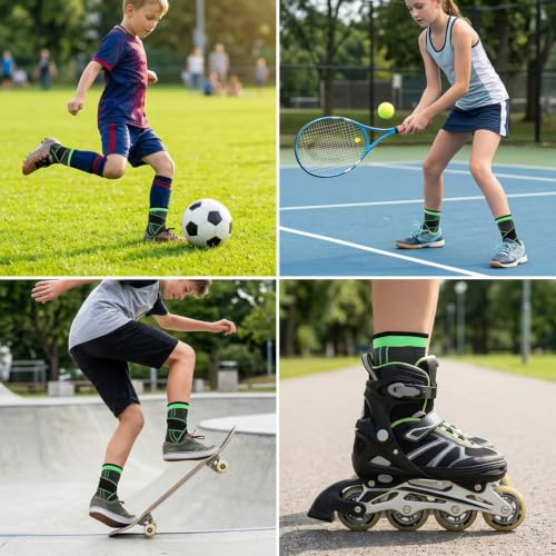 2Pcs Ankle Brace for Kids, Adjustable Ankle Support with Arch Support - size: Large
