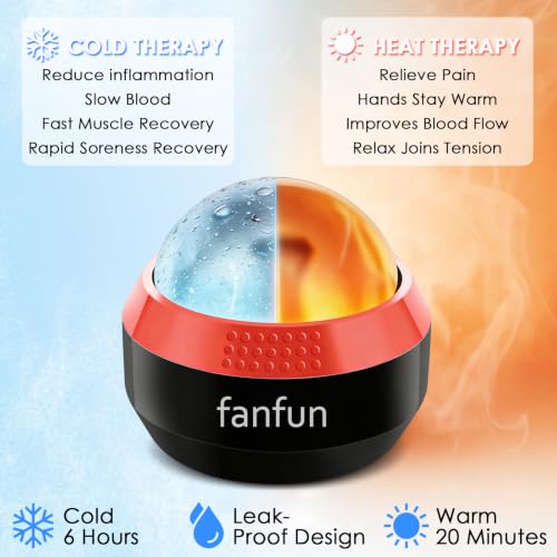 Massage Ice Roller Ball Cold & Heat Therapy Pain Relief Myofascial Release - color: Red