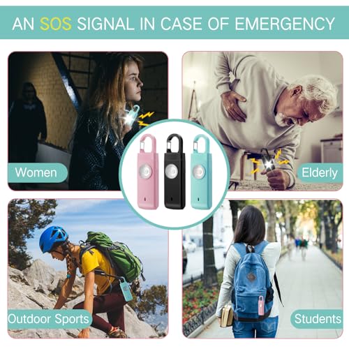 Tellegloww 6 Pcs 130 dB Personal Safety Alarm for Women, Bright Color, Snap - color: Bright Color, style: Snap