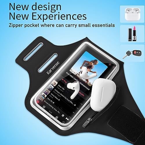 Phone Holder for Running-Karvense Phone Arm Bands w/Earphone Bag for Running&Gym& &Workout&Jogging, Cell Phone Armband for iPhone 17 Pro Max/16 Pro Max/15 Pro Max, Samsung Galaxy S Ultra/Plus- 6.9’’ - size: L: iPhone Pro Max&+/Galaxy+&U&A to 6.9''