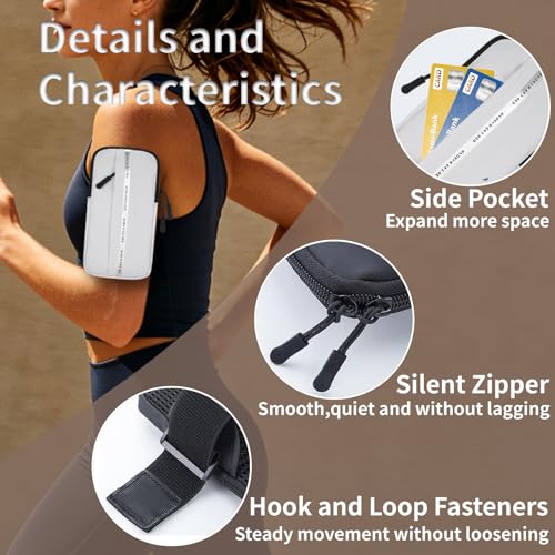 Armband Cell Phone Holder, Crossbody Phone Purse for Running Walking, Adjustable Strap Phone Pouch Holster for Men Women (Silver Gray) - color: Silver Gray