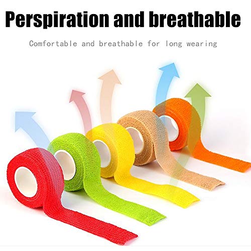 12 Pack Self Adhesive Bandage Wrap, 1" x 5 Yards, Cohesive Athletic Tape - size: 1x180 Inch (Pack of 12)
