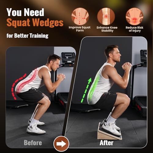 Sportneer Squat Wedge, 1200LB Wooden Heel Elevated Board for Squats - size: 20°