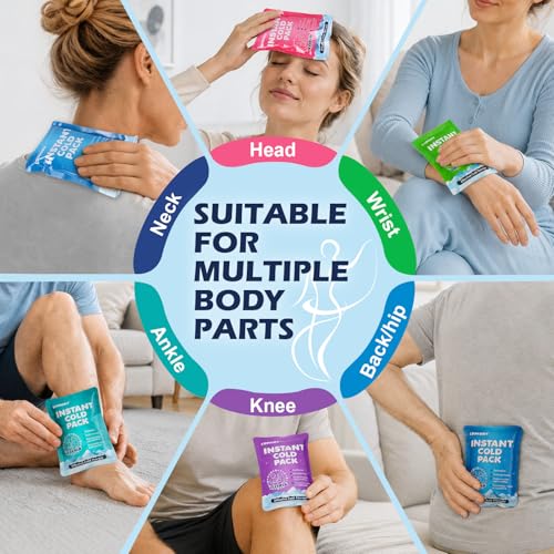 5 Pack Instant Ice Cold Pack 4"×6",5 Colors Disposable Ice Packs - size: 5P