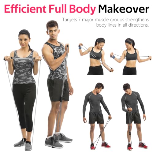Resistance Bands with Handles, Figure 8 Fitness Bands, Exercise Bands Set - color: Yellow, Grey, Red, size: 3pcs